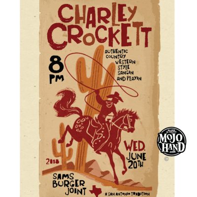 Charley Crockett concert poster from 2018. 12"x18" from a gig in Texas. Limited quantity remaining from the orginal press run. $25