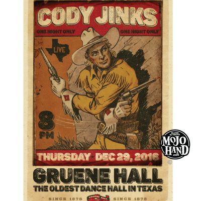 Cody Jinks 2016 concert poster. 12"x18" from a show in Texas. Limited quantities remaining from the original press run. $25