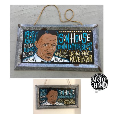 Son House Blues folk art painting - tin frame